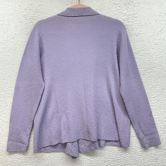 Eileen Fisher Sweater Womens Petite Medium Purple Wool Open Front Cardigan Knit - Picture 2 of 11